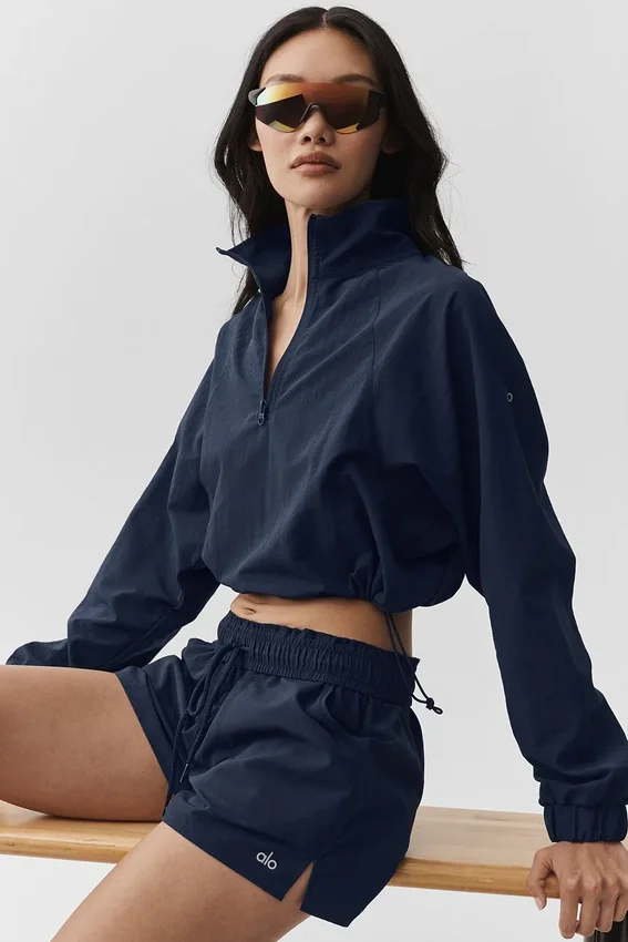 Maglione Alumni corto con zip a un quarto - Blu navy