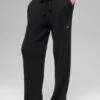 Maglione avvolgente e pantaloni a gamba larga High-Waist - Nero
