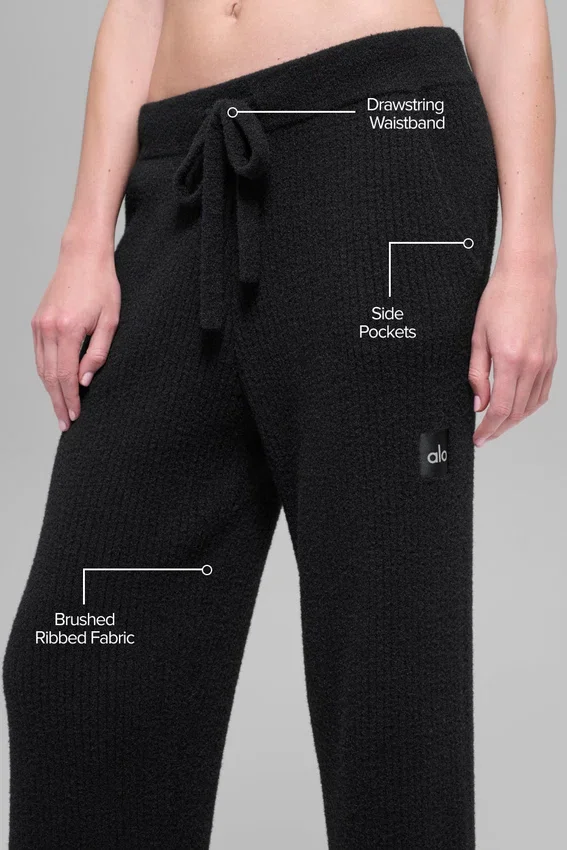 Maglione avvolgente e pantaloni a gamba larga High-Waist - Nero
