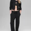 Maglione avvolgente e pantaloni a gamba larga High-Waist - Nero