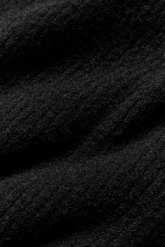 Maglione avvolgente e pantaloni a gamba larga High-Waist - Nero