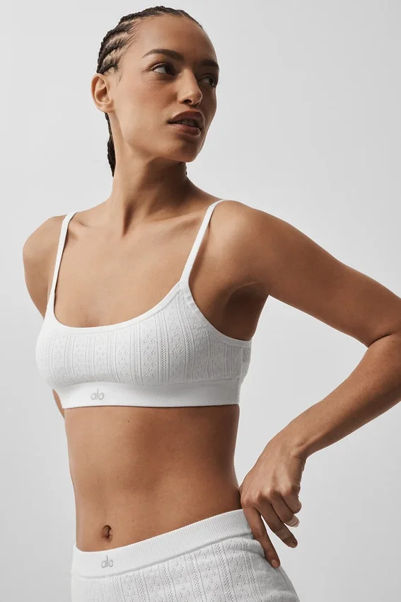 Maglione Be Mine in maglia pointelle - Bianco semitrasparente