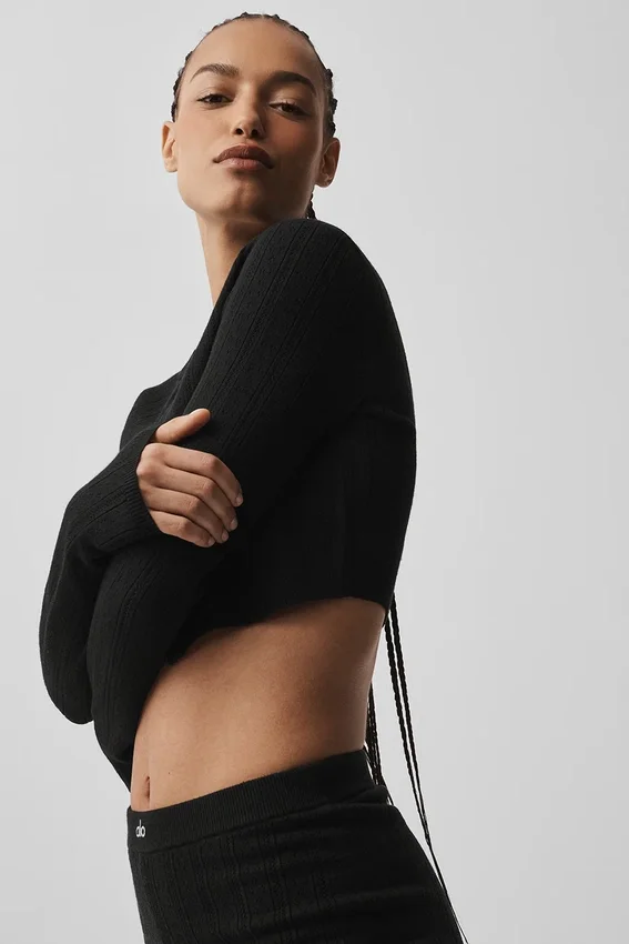 Maglione Be Mine in maglia pointelle - Nero