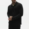 Maglione Coastal a maniche lunghe in jersey di lino - Nero