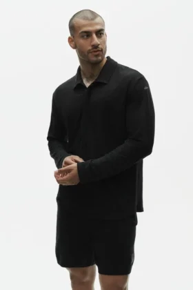 Maglione Coastal a maniche lunghe in jersey di lino - Nero