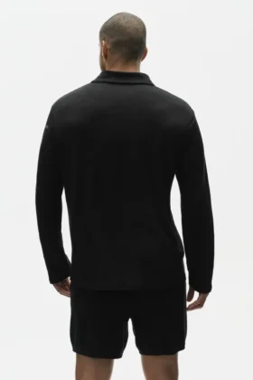 Maglione Coastal a maniche lunghe in jersey di lino – Nero