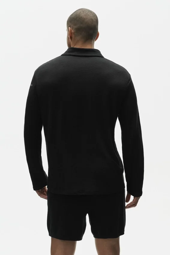 Maglione Coastal a maniche lunghe in jersey di lino - Nero