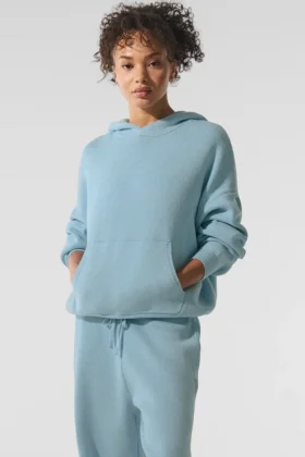 Maglione con cappuccio Scholar - Blu celeste melange