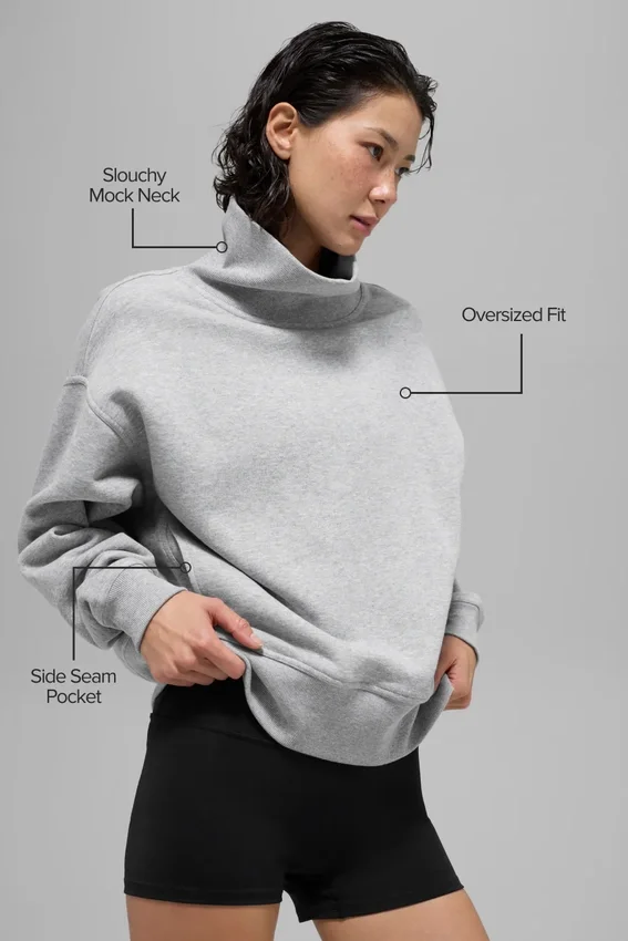 Maglione con collo alto Hazy - Grigio melange sportivo