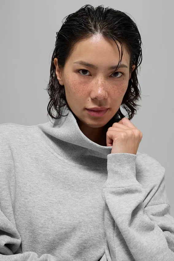 Maglione con collo alto Hazy - Grigio melange sportivo