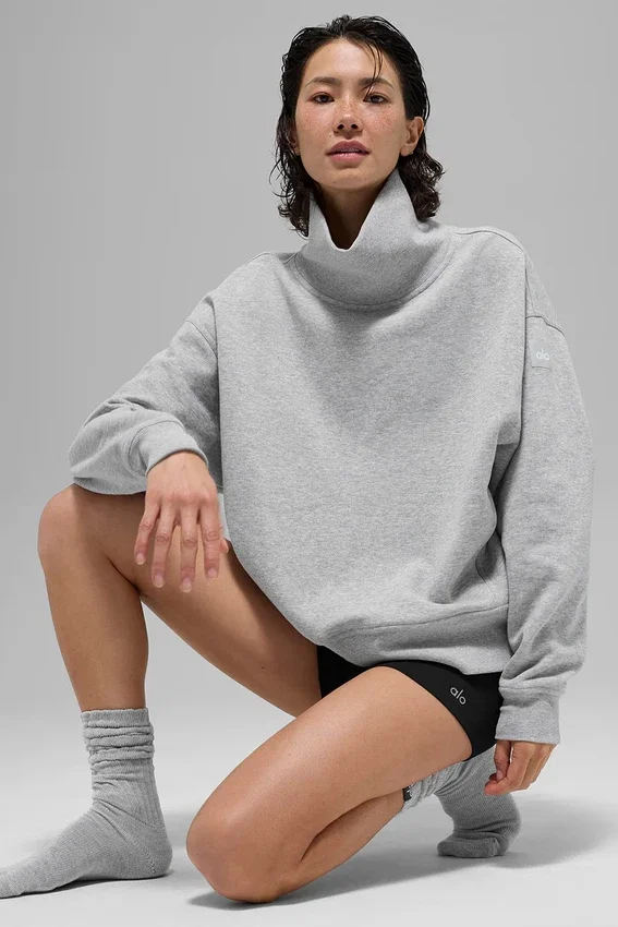 Maglione con collo alto Hazy - Grigio melange sportivo
