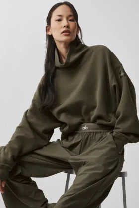 Maglione con collo alto Hazy - Olivo