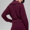 Maglione con zip a un quarto in cashmere a trama waffle - Borgogna