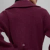 Maglione con zip a un quarto in cashmere a trama waffle - Borgogna