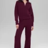 Maglione con zip a un quarto in cashmere a trama waffle - Borgogna