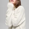 Maglione corto a collo alto New Class in misto lana e cashmere - Avorio