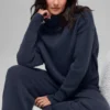 Maglione corto a collo alto New Class in misto lana e cashmere - Blu navy