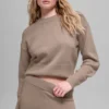 Maglione corto a girocollo New Class in lana e cashmere - Chai Latte