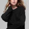 Maglione corto a girocollo "New Class" in lana e cashmere - Nero