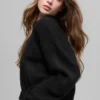 Maglione corto a girocollo "New Class" in lana e cashmere - Nero