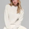 Maglione corto a girocollo New Class in misto lana e cashmere - Avorio