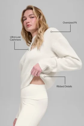 Maglione corto a girocollo New Class in misto lana e cashmere – Avorio