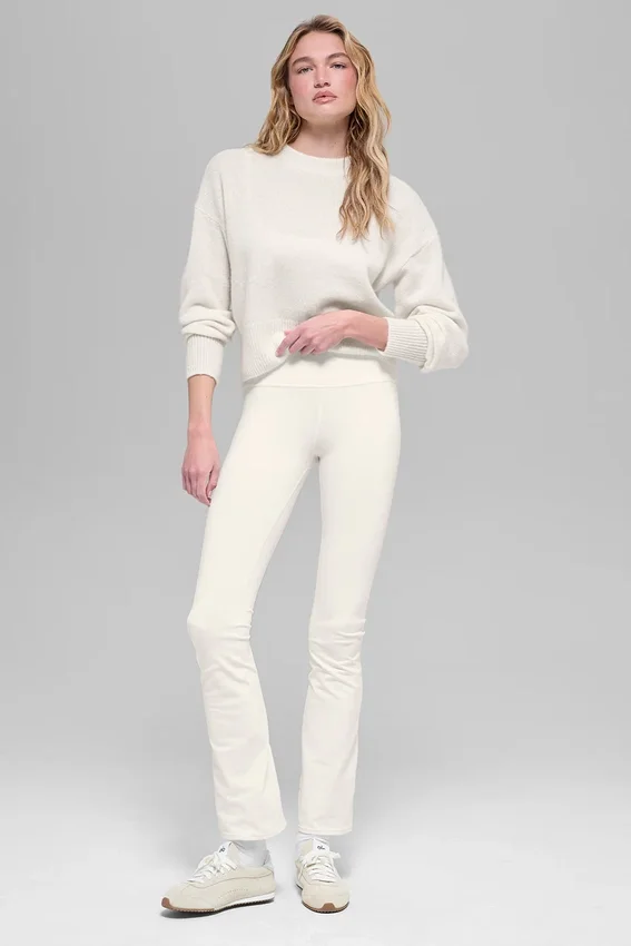 Maglione corto a girocollo New Class in misto lana e cashmere - Avorio