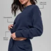 Maglione corto a girocollo New Class in misto lana e cashmere - Blu navy