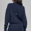 Maglione corto a girocollo New Class in misto lana e cashmere - Blu navy