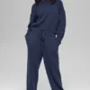 Maglione corto a girocollo New Class in misto lana e cashmere - Blu navy