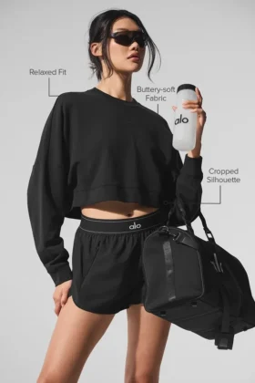 Maglione corto a girocollo Sway – Nero