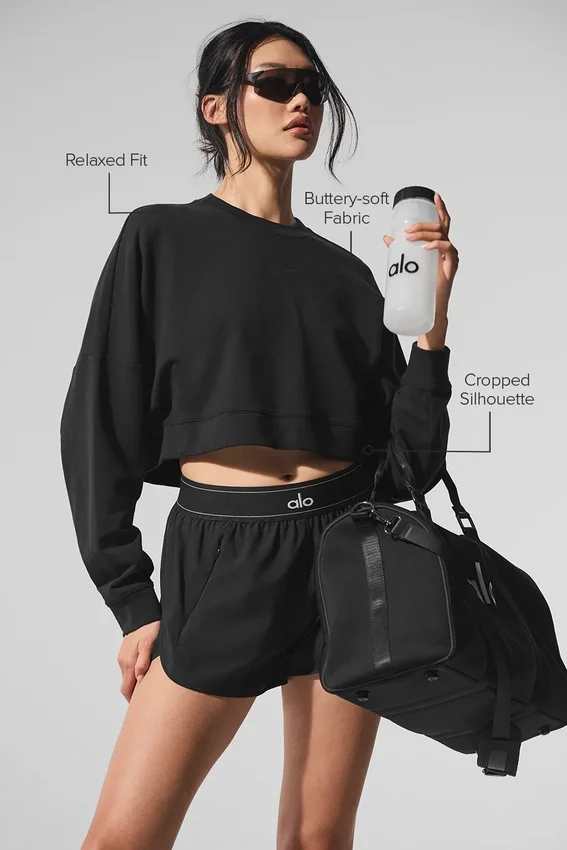 Maglione corto a girocollo Sway - Nero