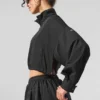 Maglione corto Aerial con zip a 1/4 - Nero
