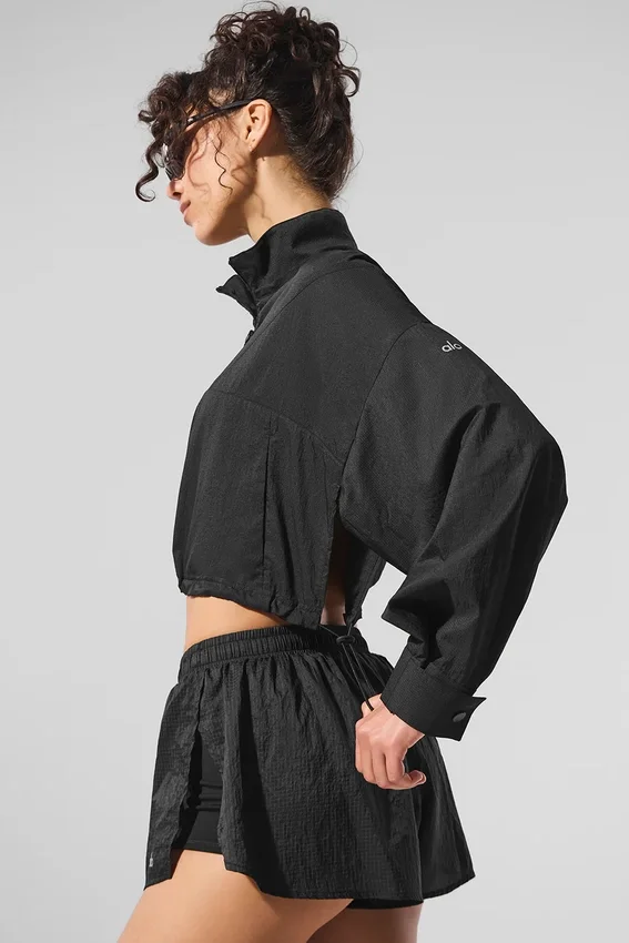 Maglione corto Aerial con zip a 1/4 - Nero