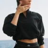 Maglione corto Alumni con zip a 1/4 - Nero