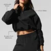 Maglione corto Alumni con zip a 1/4 - Nero