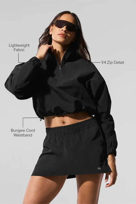 Maglione corto Alumni con zip a 1/4 - Nero