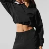 Maglione corto Alumni con zip a 1/4 - Nero