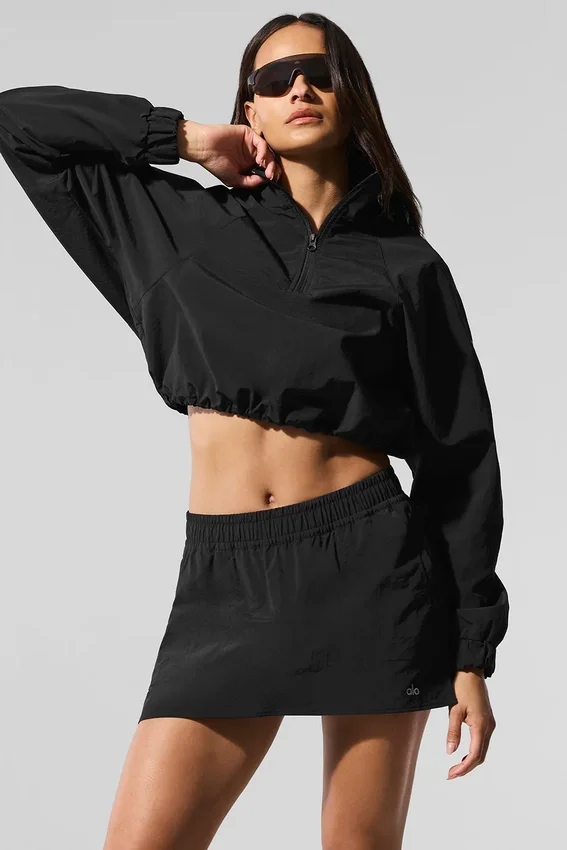 Maglione corto Alumni con zip a 1/4 - Nero