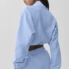 Maglione corto Alumni con zip a un quarto - Blu Provenza chiaro