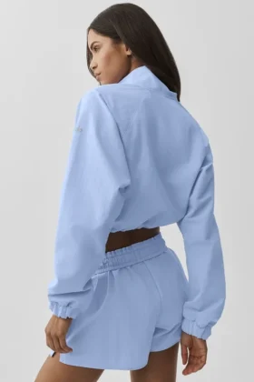 Maglione corto Alumni con zip a un quarto – Blu Provenza chiaro