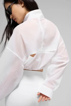 Maglione corto con zip a 1/4 Aerial – Bianco