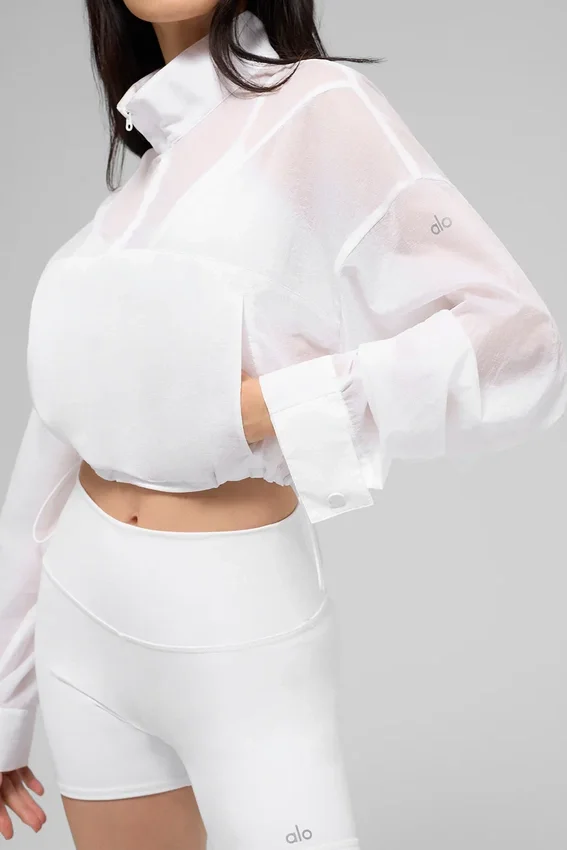 Maglione corto con zip a 1/4 Aerial - Bianco