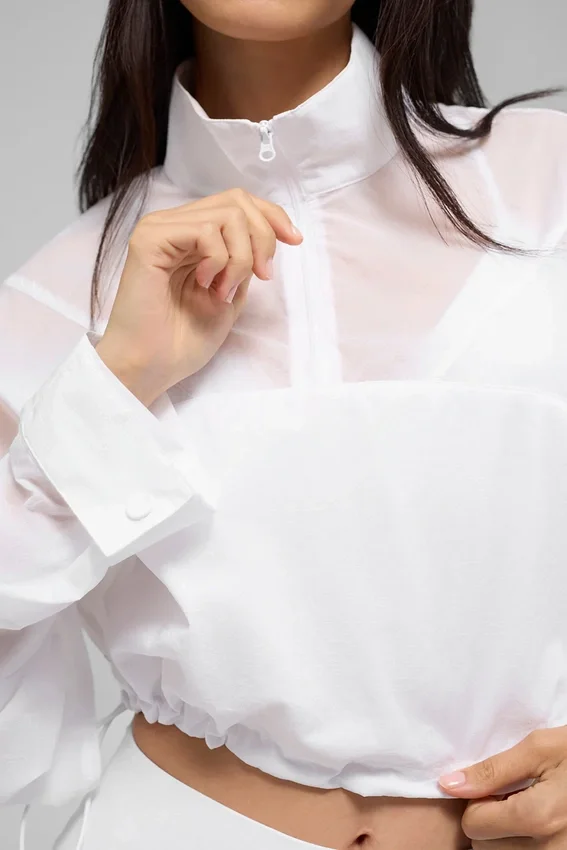 Maglione corto con zip a 1/4 Aerial - Bianco