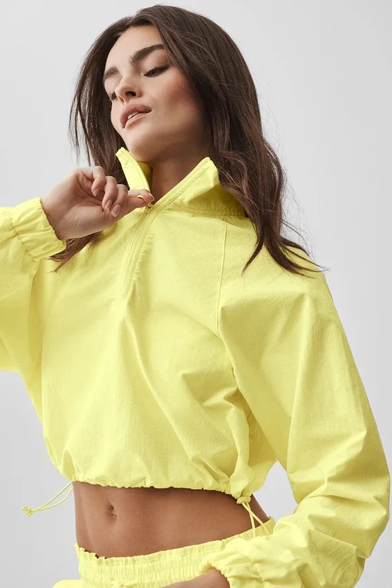 Maglione corto con zip a 1/4 per ex studenti - Sunshine