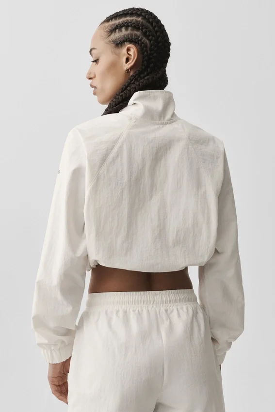Maglione corto con zip a un quarto Alumni - Avorio