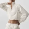 Maglione corto con zip a un quarto Alumni - Avorio