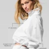 Maglione corto con zip a un quarto "Alumni" - Bianco