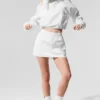 Maglione corto con zip a un quarto "Alumni" - Bianco