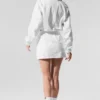 Maglione corto con zip a un quarto "Alumni" - Bianco